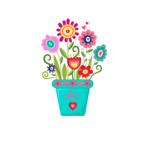 flowers arranged in a blue flower pot