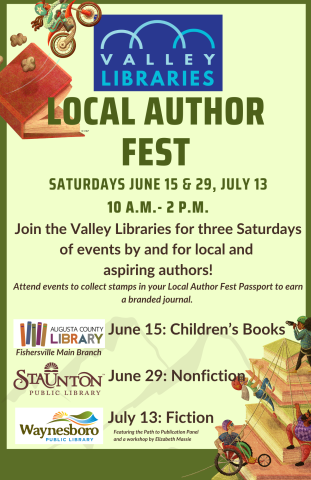 WPL Authorfest Image of books and Valley Libraries Logo