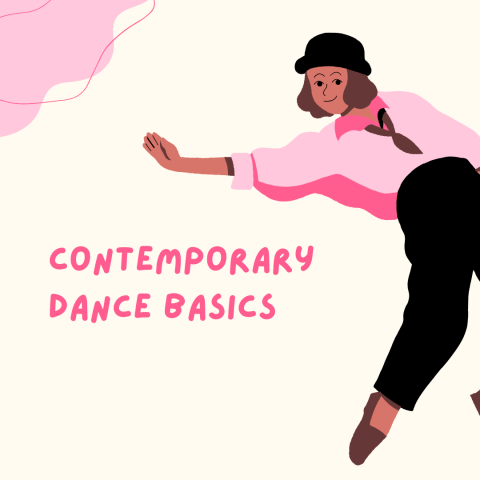 cartoon woman in pink and black dancing contemporary style